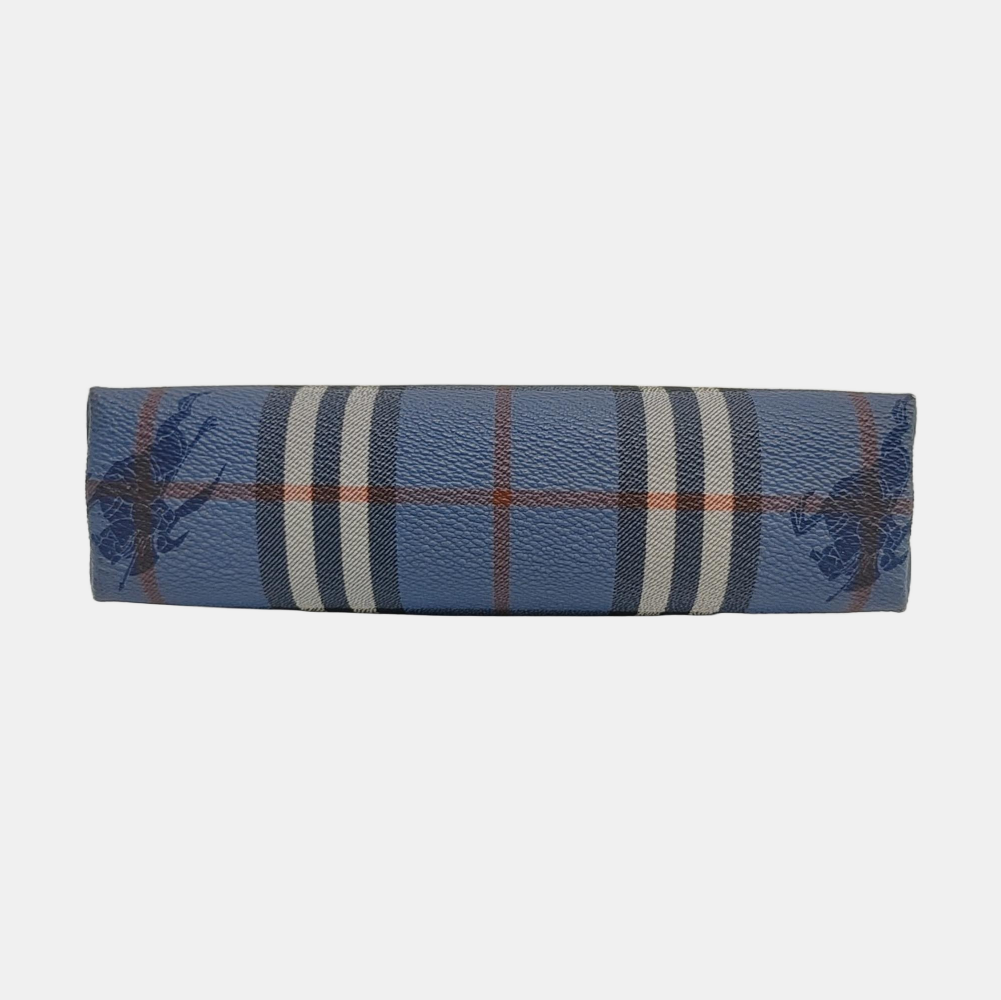 Coated Canvas Clutch Blue