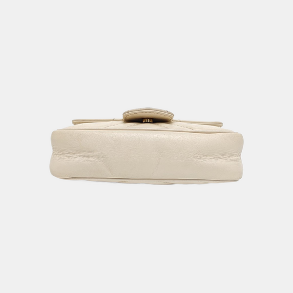GG Marmont Mini Quilted Calfskin White
