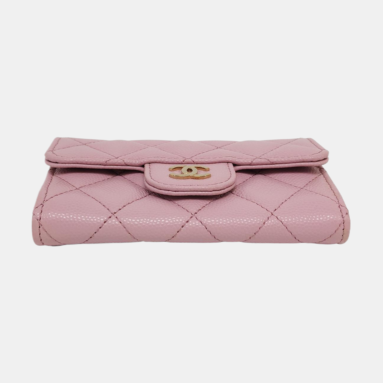 CLASSIC FLAP Quilted Grained Calfskin Red Card Holder