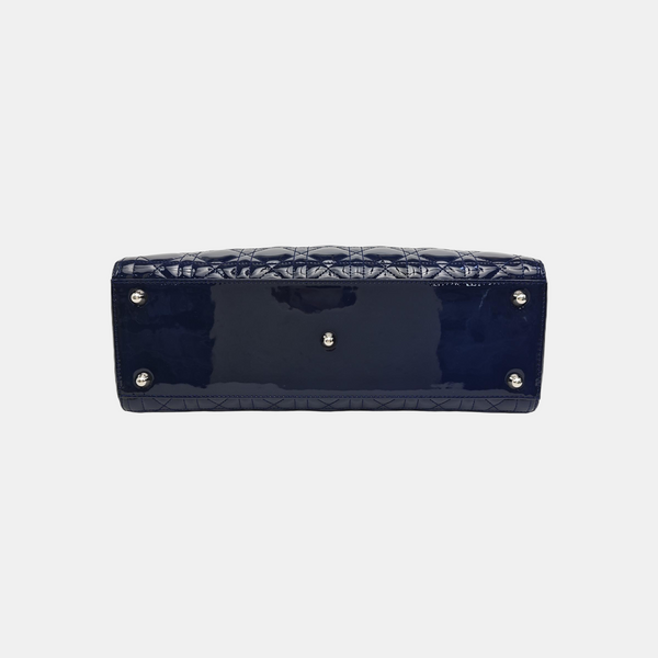 Lady Dior Large Cannage Patent Leather Blue