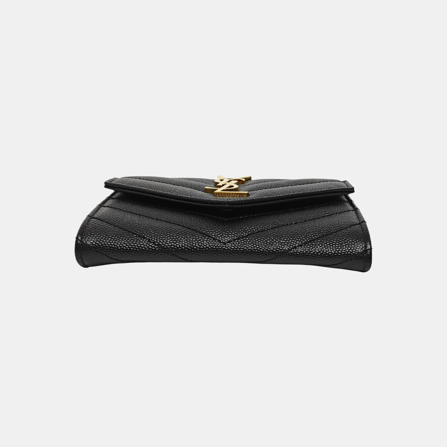 MONOGRAM Small Chevron Calfskin Black Card Holder