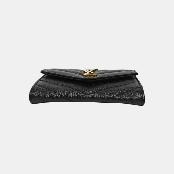 MONOGRAM Small Chevron Calfskin Black Card Holder