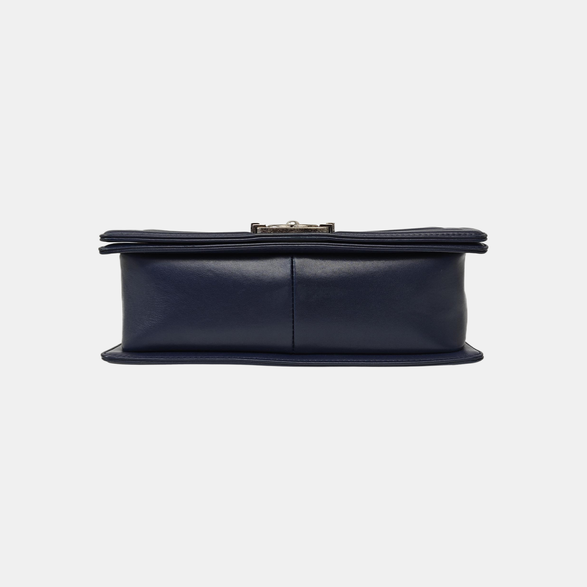 BOY CHANEL Medium Quilted Calfskin Blue