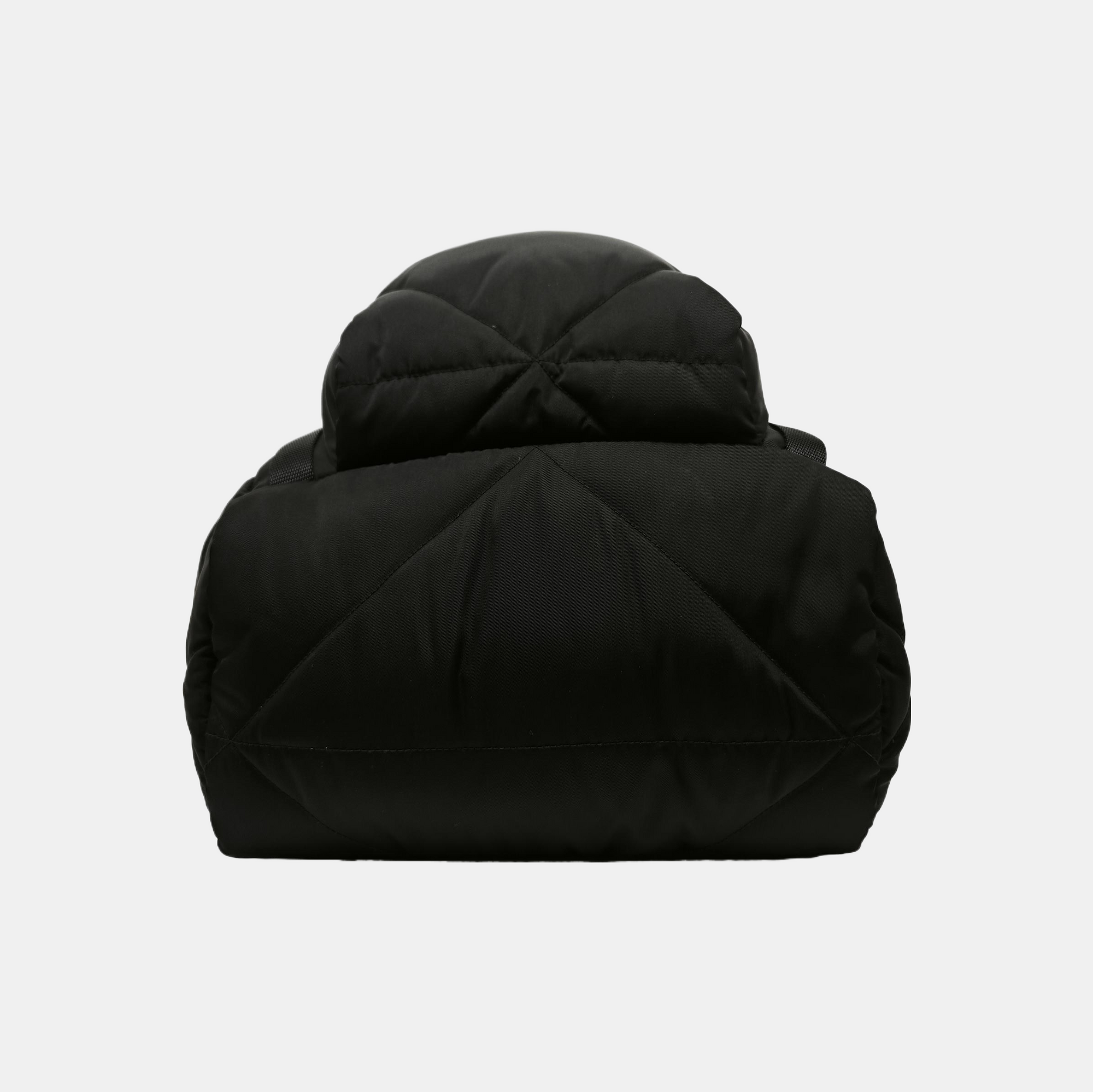 Quilted Nylon Backpack Black