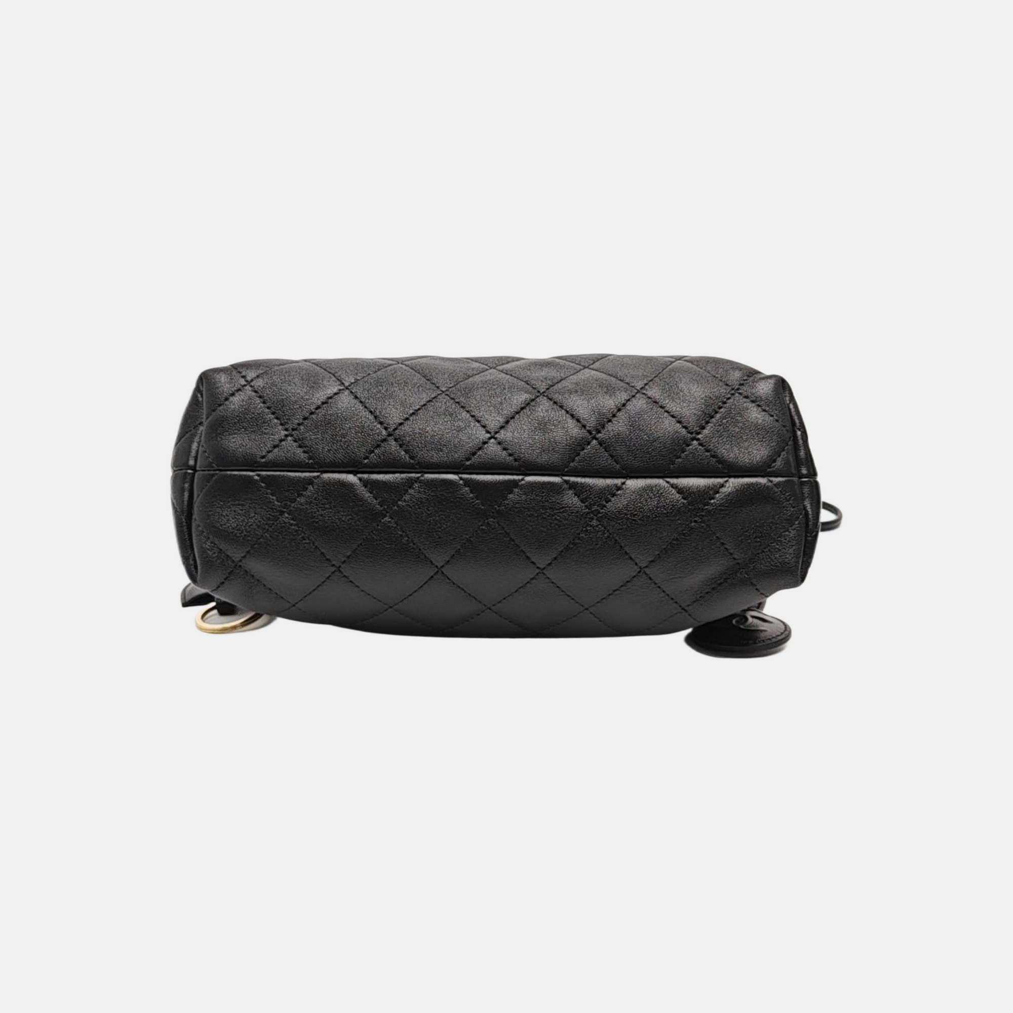 Quilted Lambskin Shoulder Bag Black