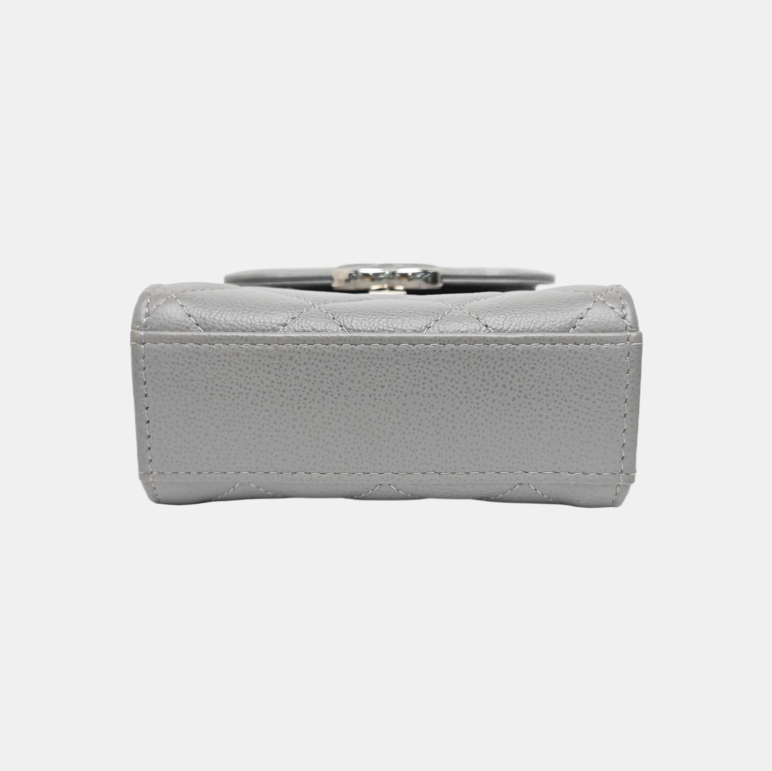 Quilted Grained Calfskin Shoulder Bag Gray