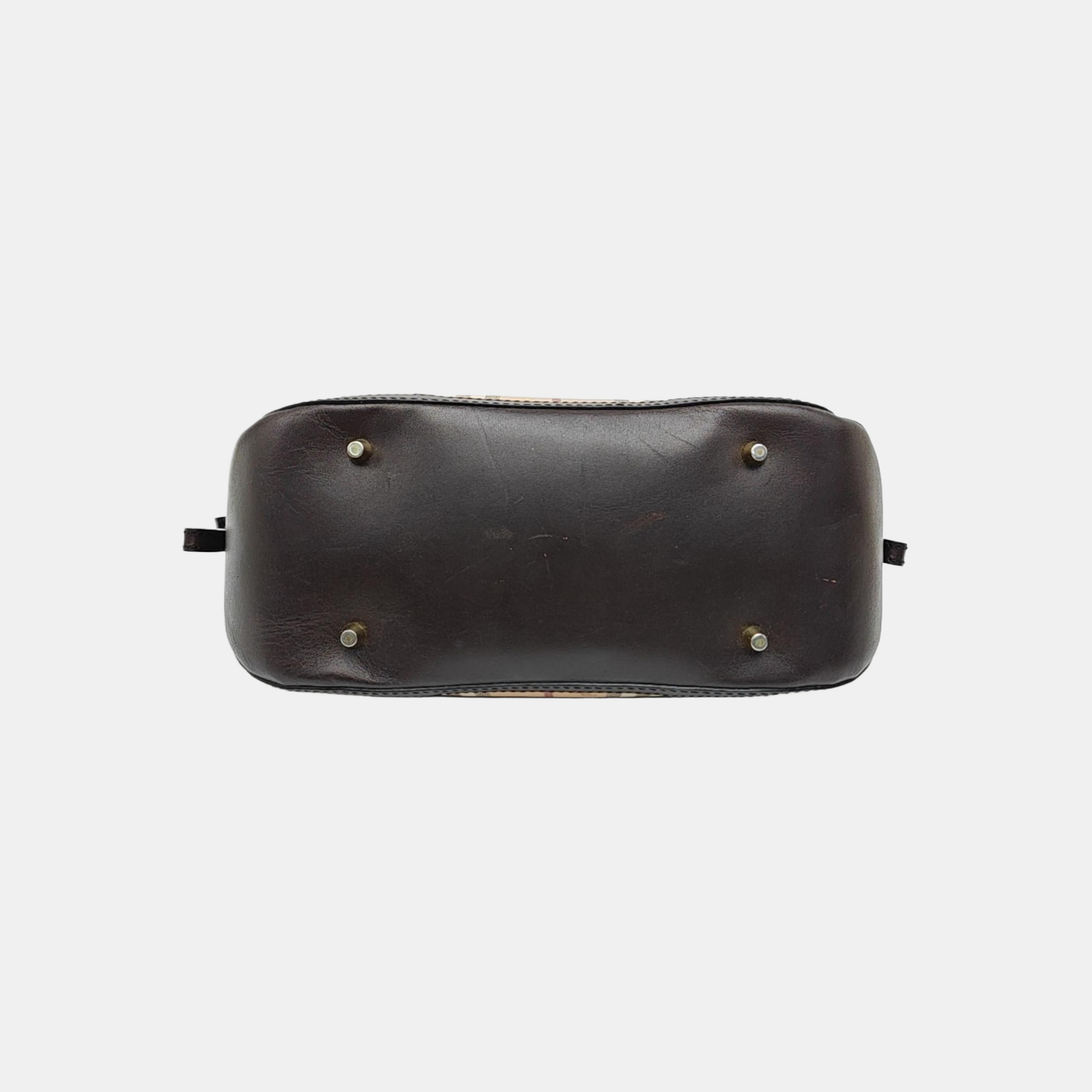 Coated Canvas Top Handle Bag Small Beige