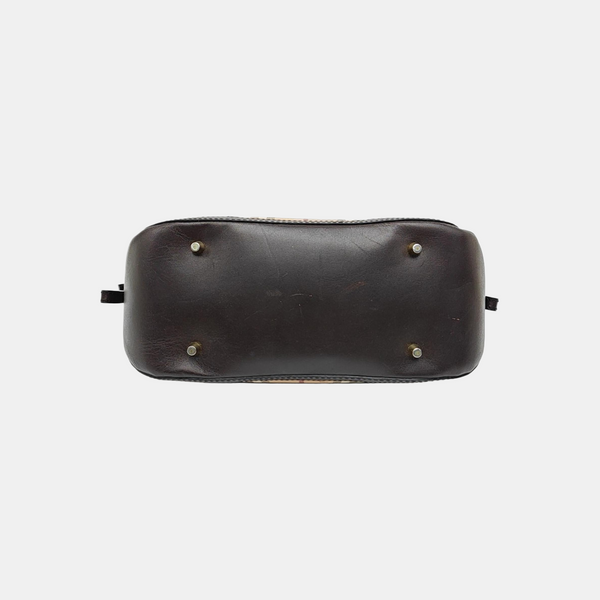 Coated Canvas Top Handle Bag Small Beige