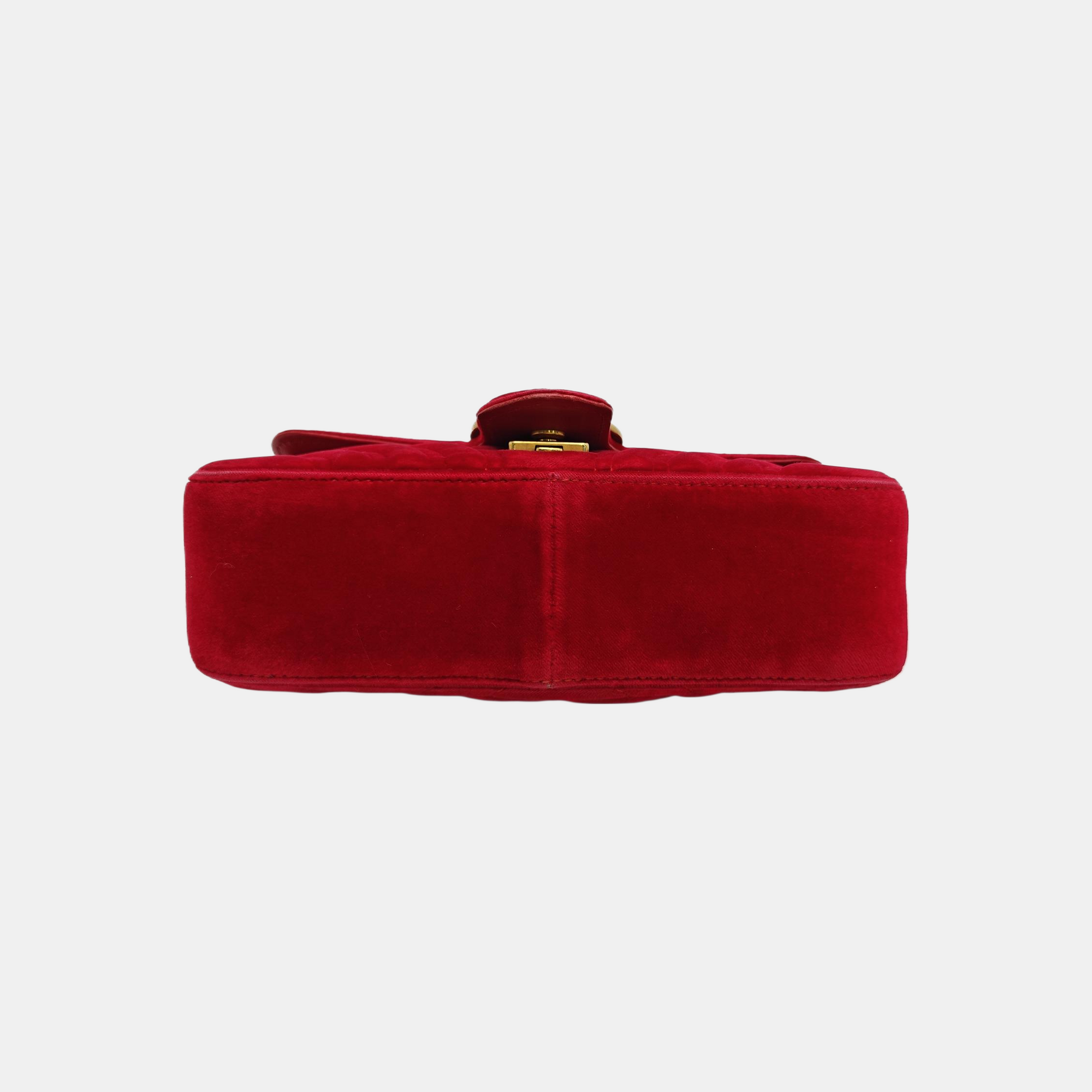 GG Marmont Small Quilted Velvet Red