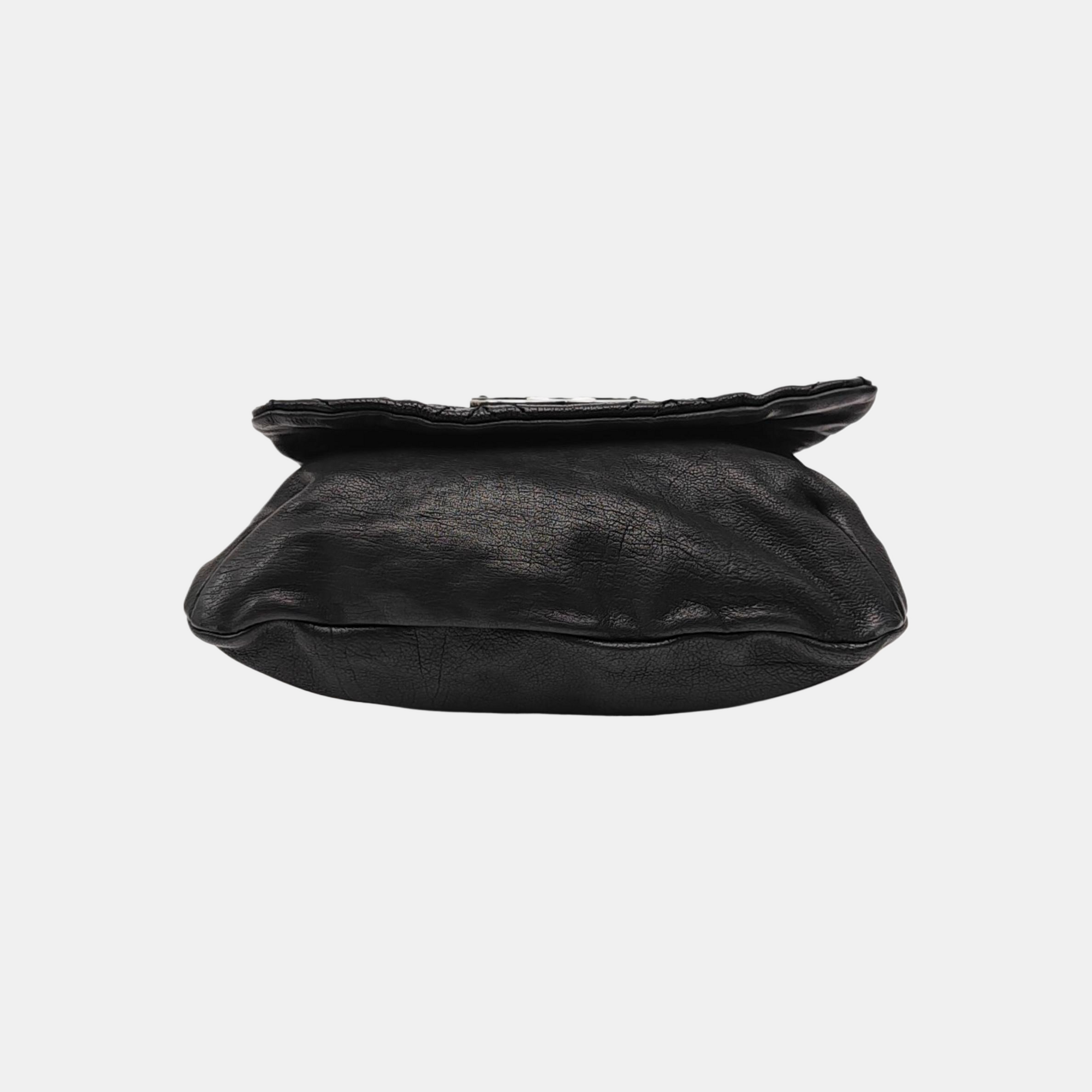 Quilted Calfskin Shoulder Bag Black