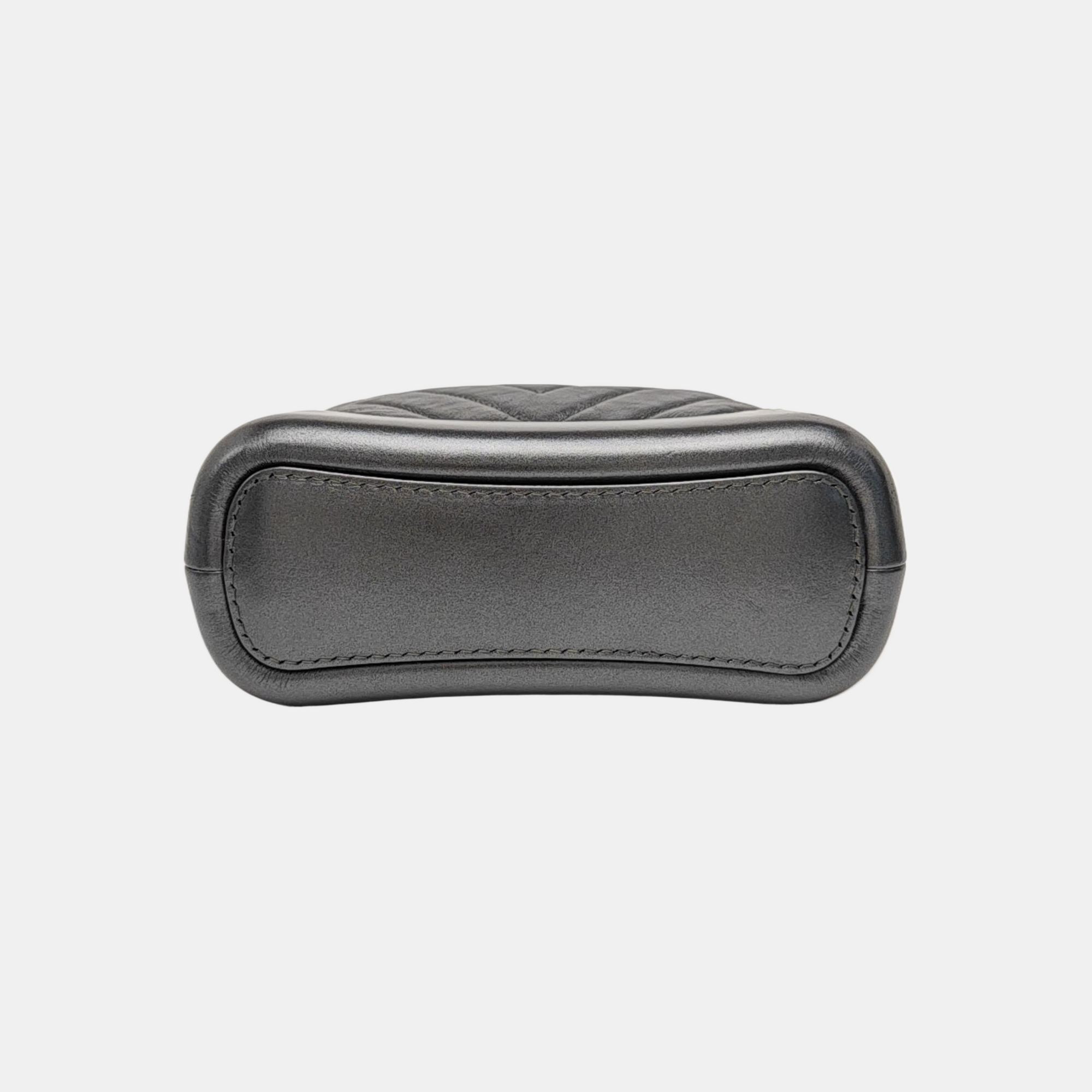 GABRIELLE Small Chevron Calfskin Gray