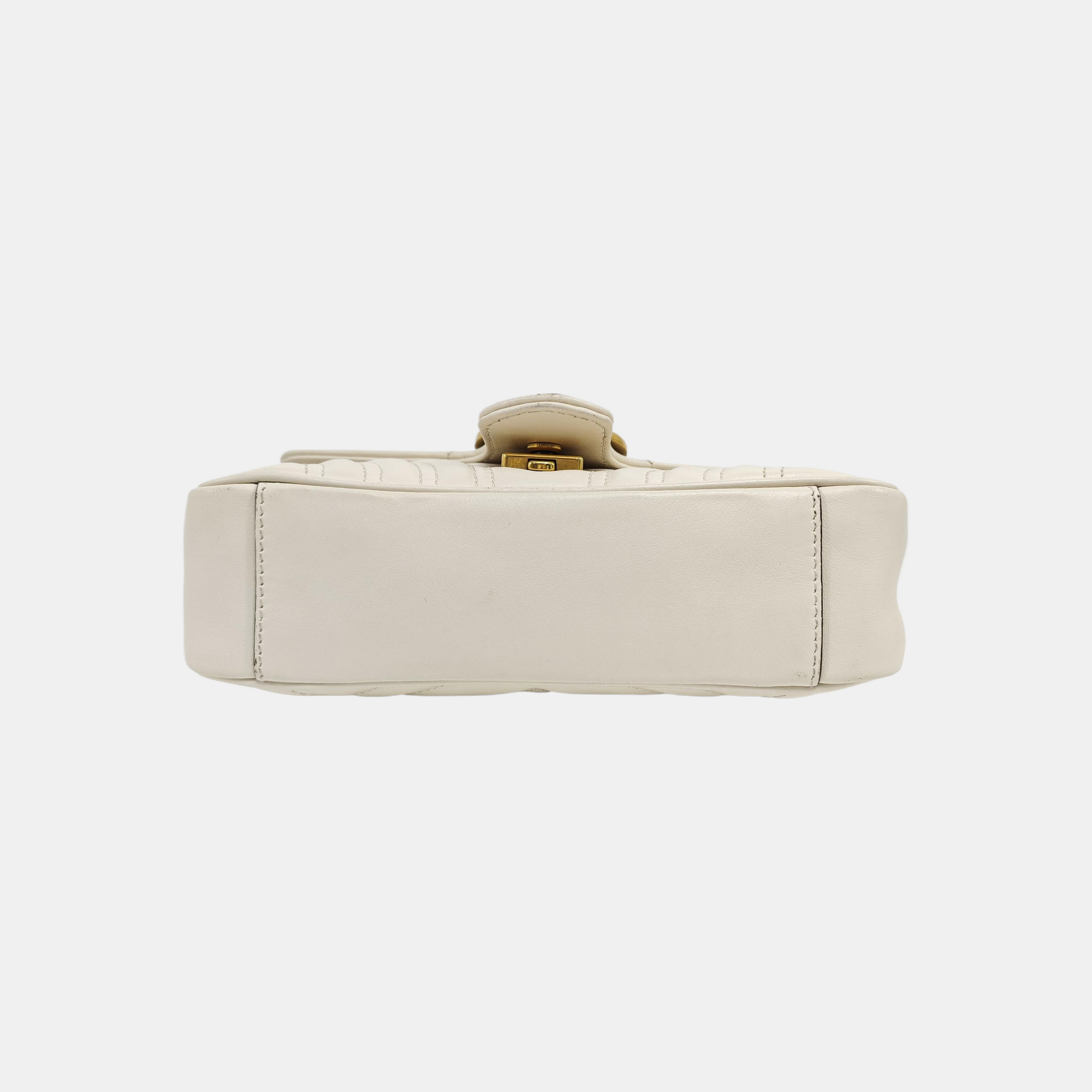 GG Marmont Small Quilted Calfskin White
