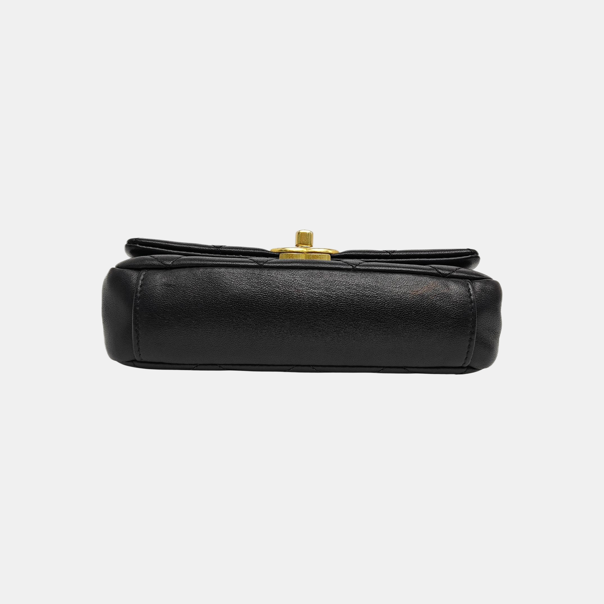 TWO TONE CHAIN HANDLE Quilted Calfskin Black