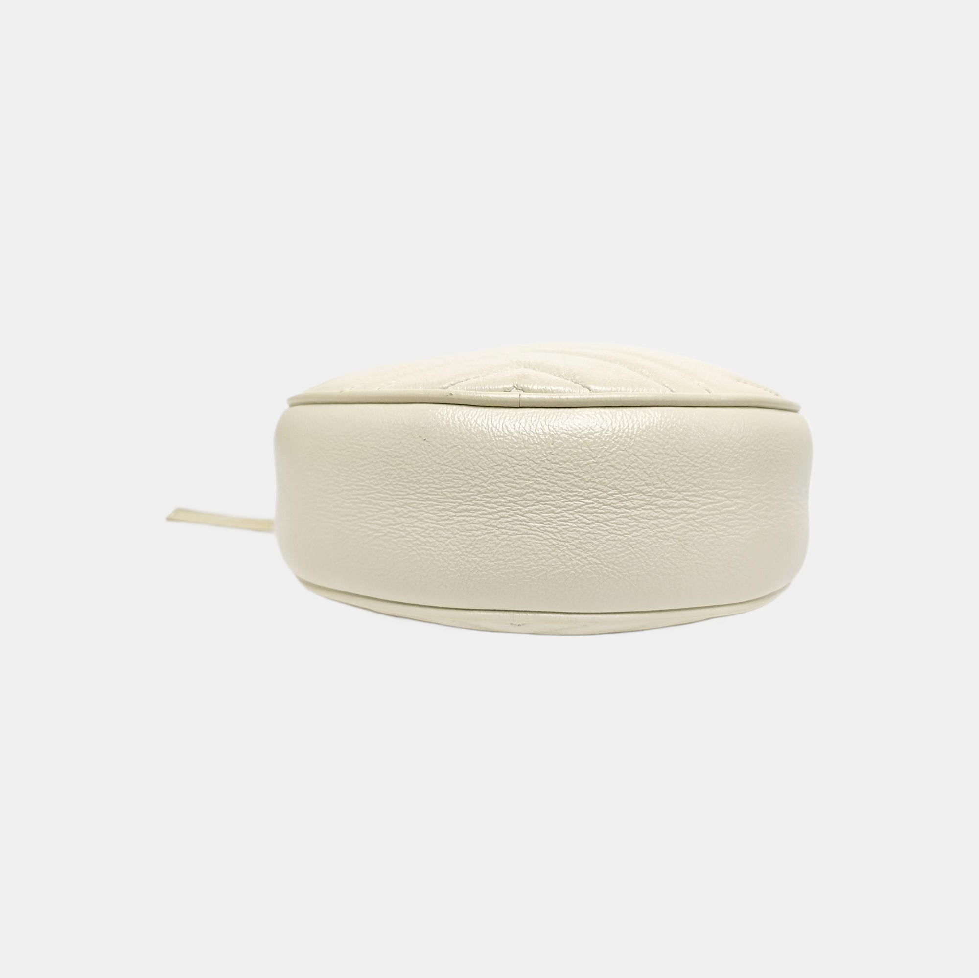 GG Marmont Mini Quilted Calfskin White