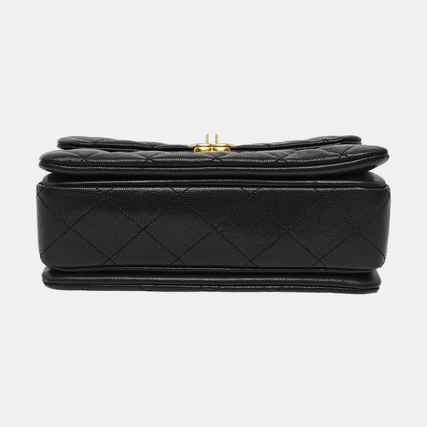Large Quilted Grained Calfskin Black