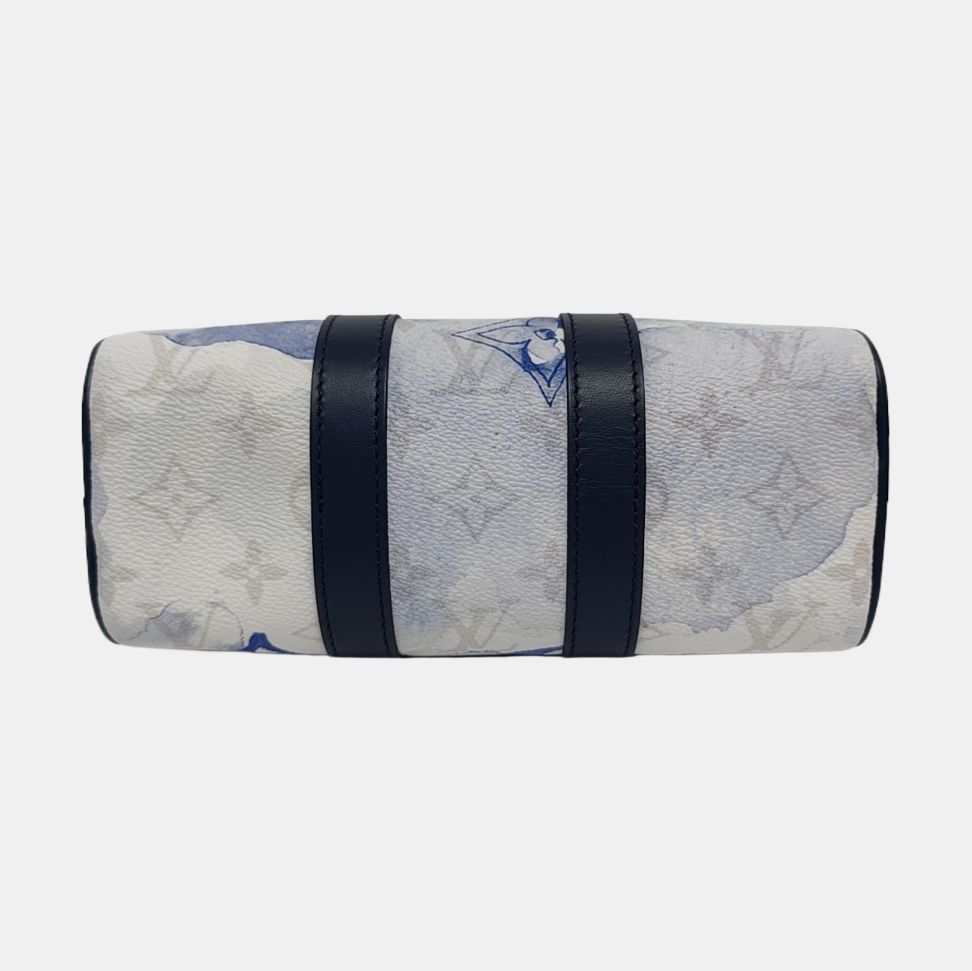 KEEPALL Nano Monogram Coated Canvas Blue