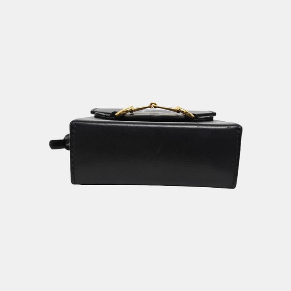 Minibolsa Horsebit 1955 de piel de becerro negra