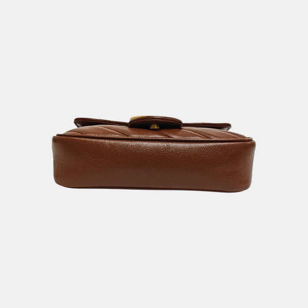 GG Marmont Mini Quilted Calfskin Brown