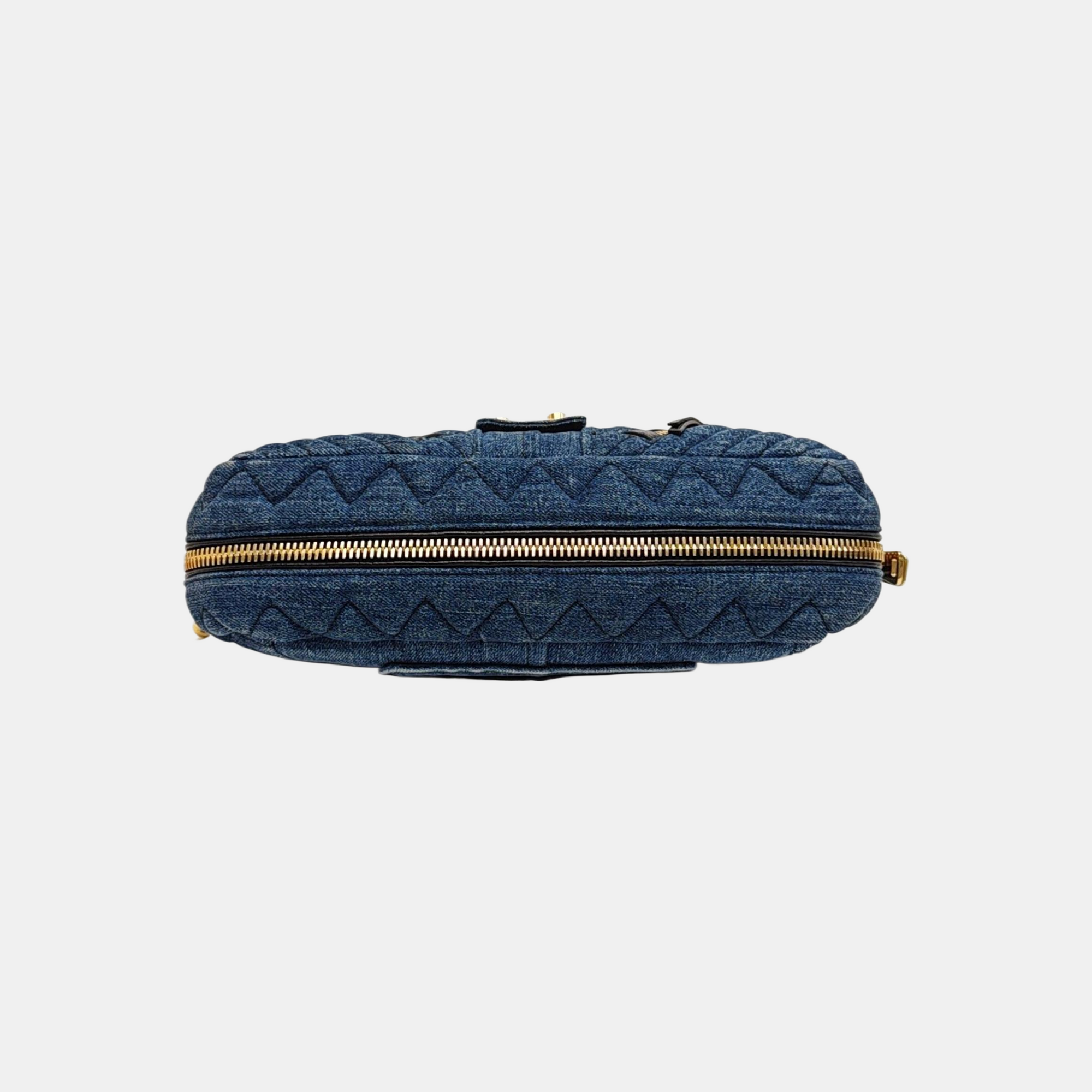 Quilted Denim Shoulder Bag Blue