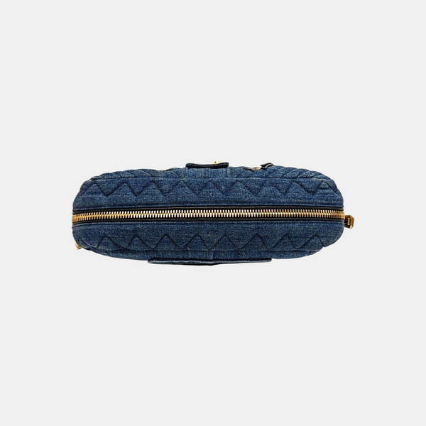 Quilted Denim Shoulder Bag Blue