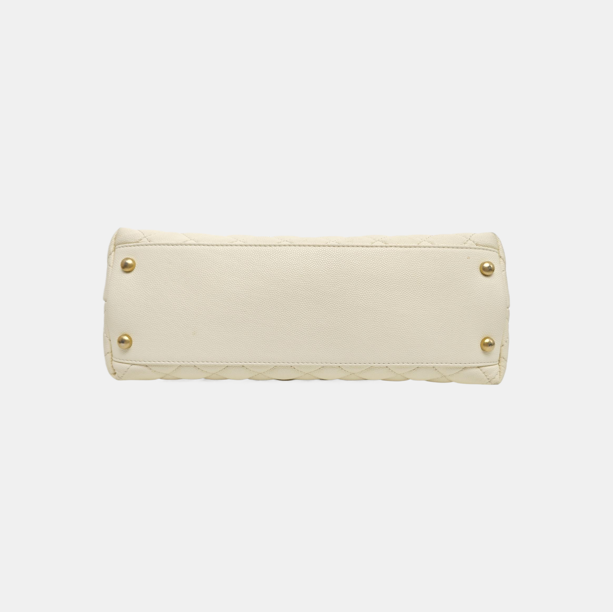 COCO HANDLE Medium Quilted Grained Calfskin Beige
