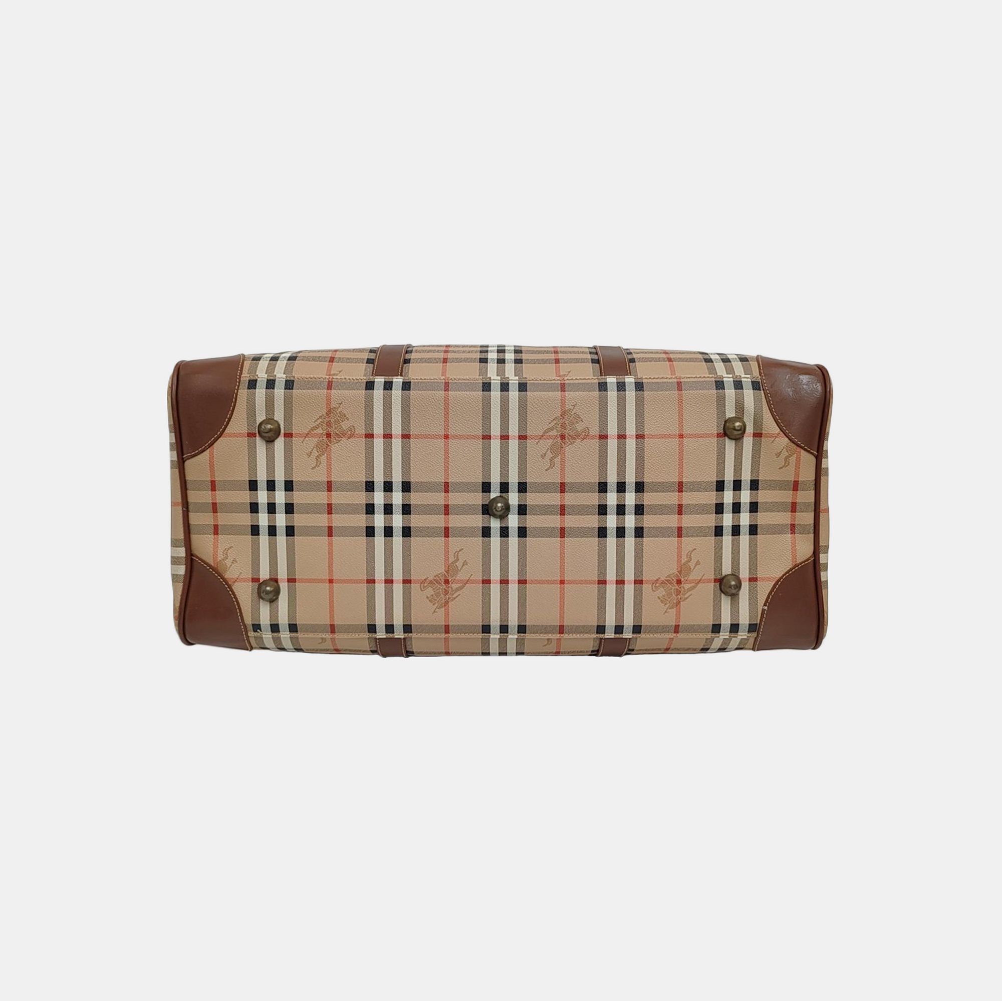 Coated Canvas Top Handle Bag Beige