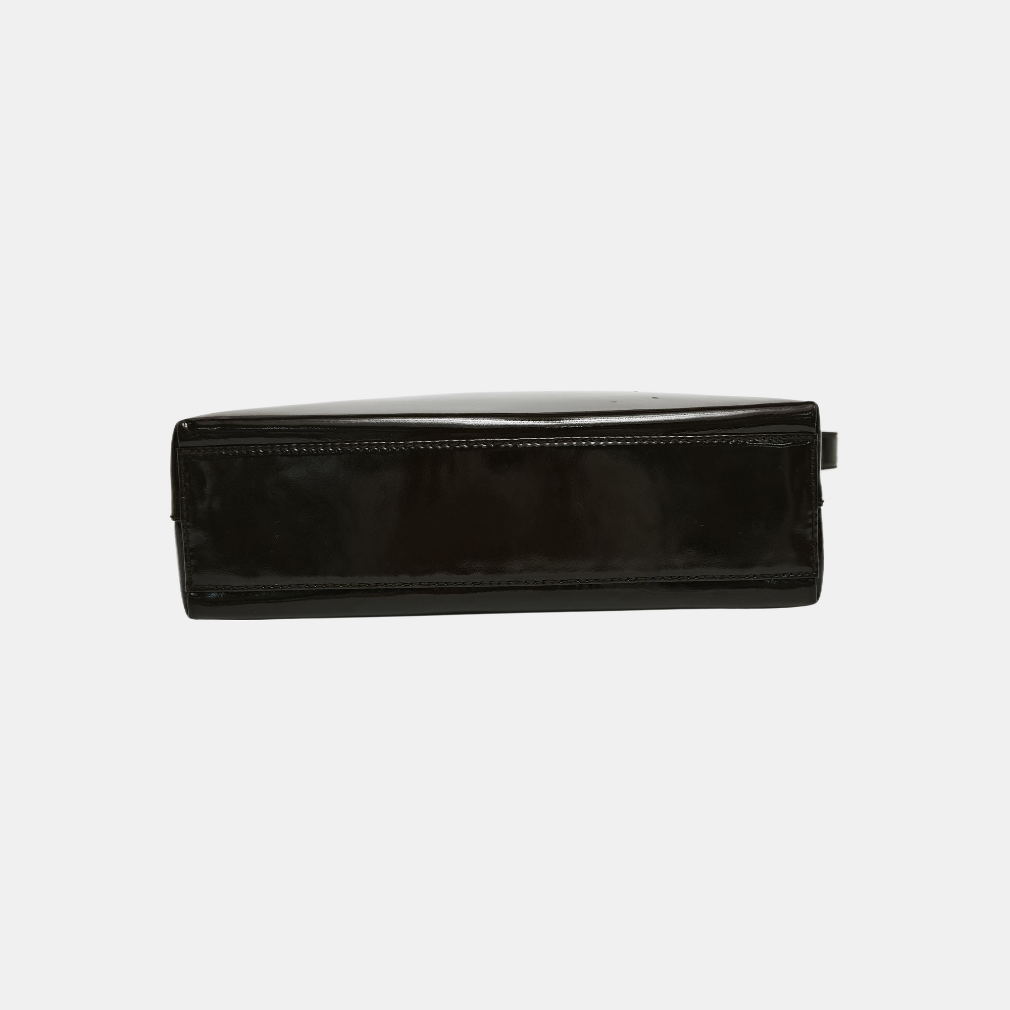 Patent Leather Shoulder Bag Brown