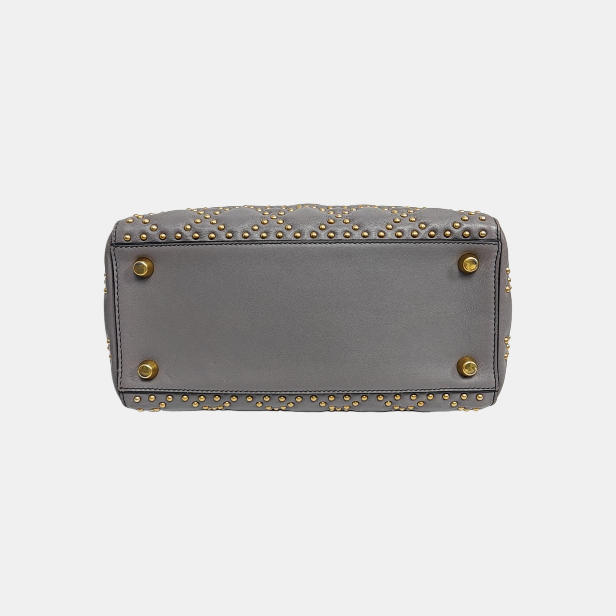 Lady Dior Medium Cannage Lambskin Gray