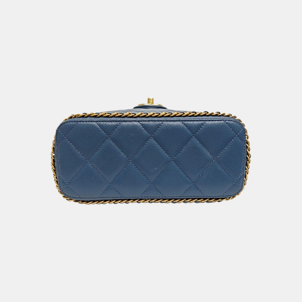 Quilted Grained Calfskin Backpack Blue