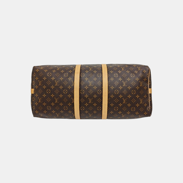 KEEPALL 55 Monogram Coated Canvas Brown