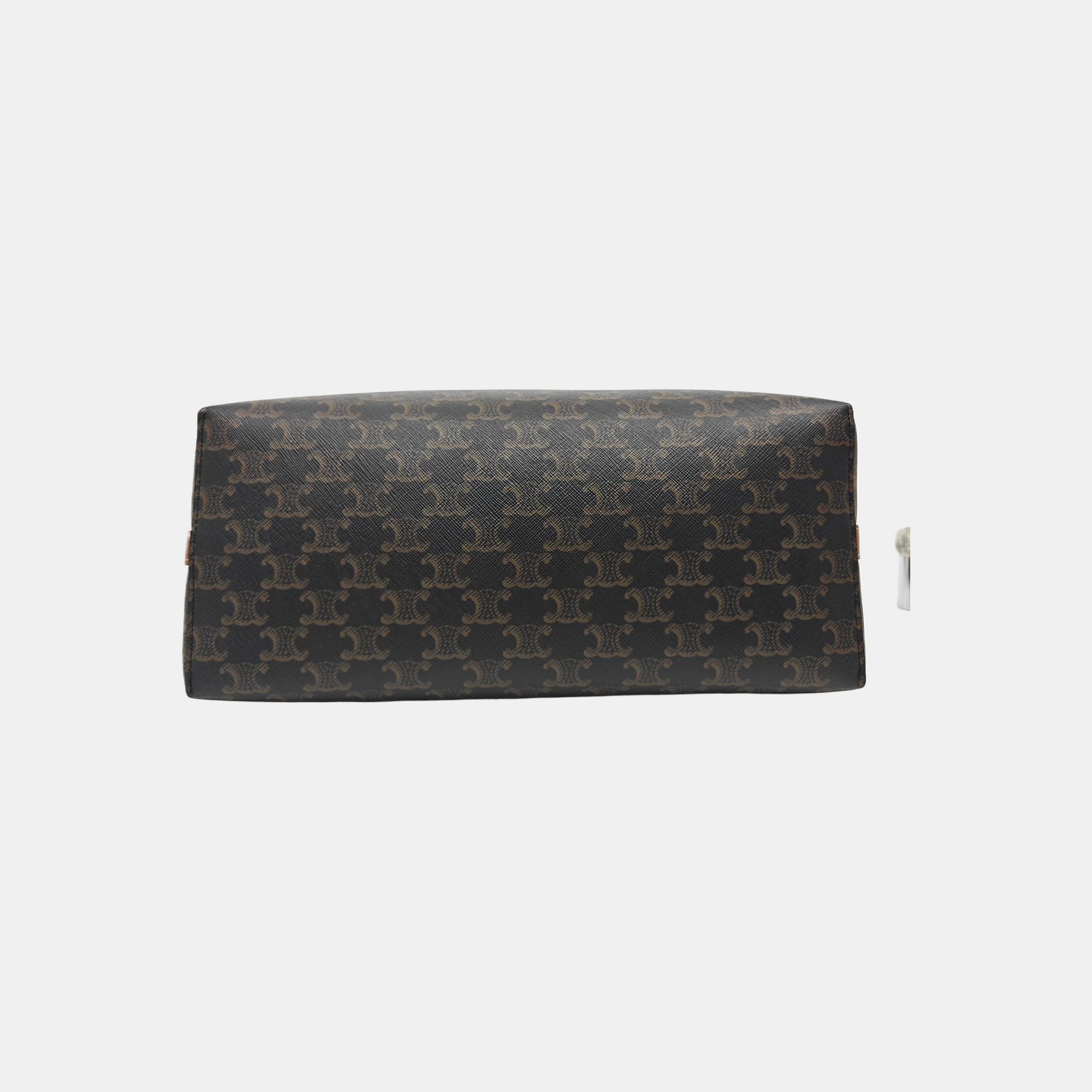 Coated Canvas Shoulder Bag Brown