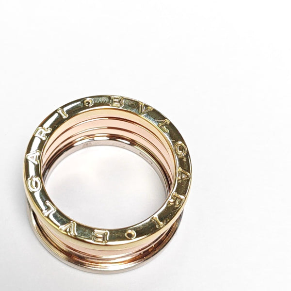 B.ZERO1 18k White Gold Rose Gold Ring EU 55