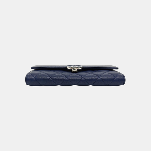 Quilted Lambskin Wallet Blue