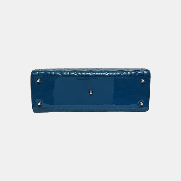 Lady Dior Large Cannage Patent Leather Blue