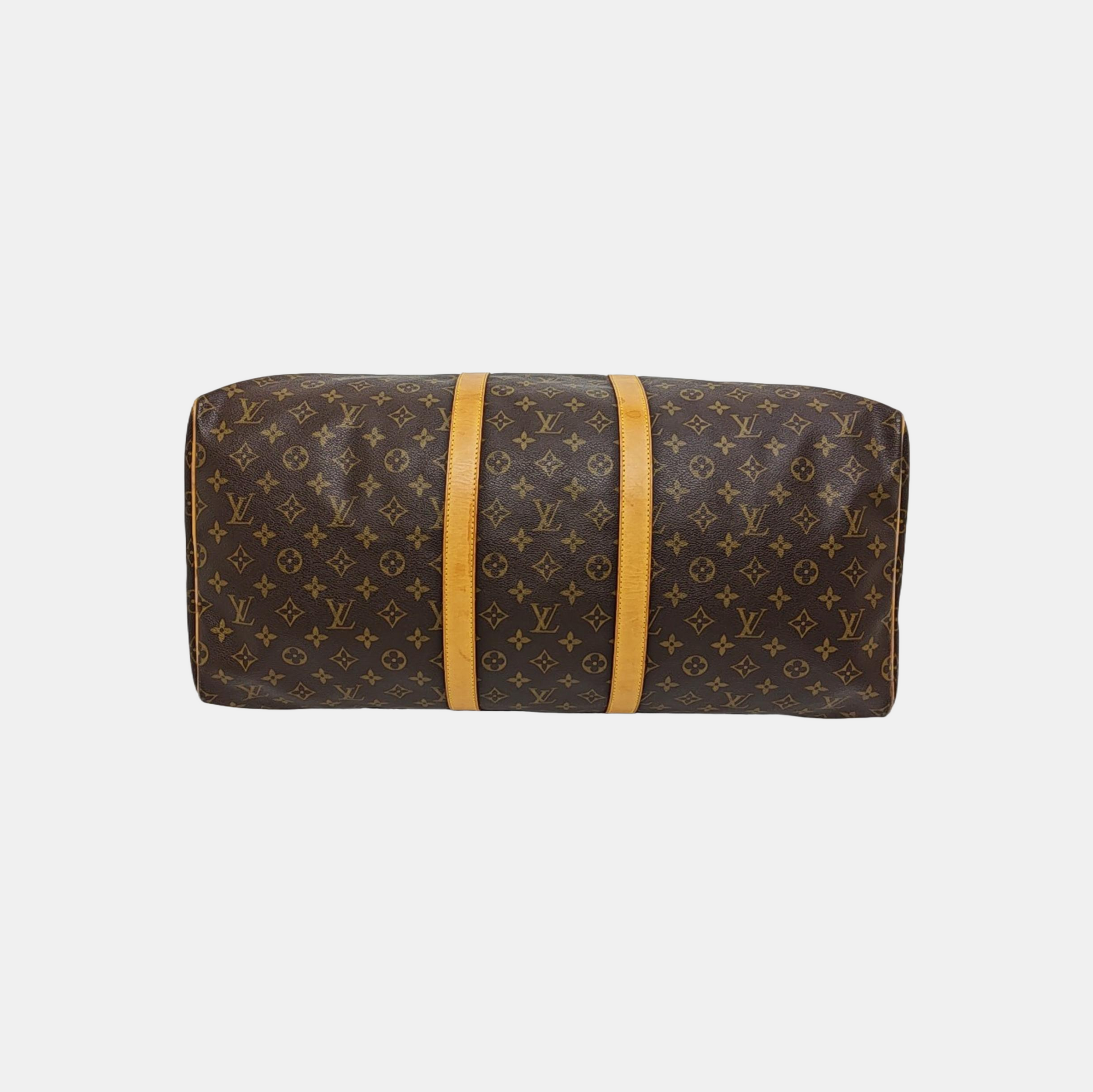 KEEPALL 55 Monogram Coated Canvas Brown