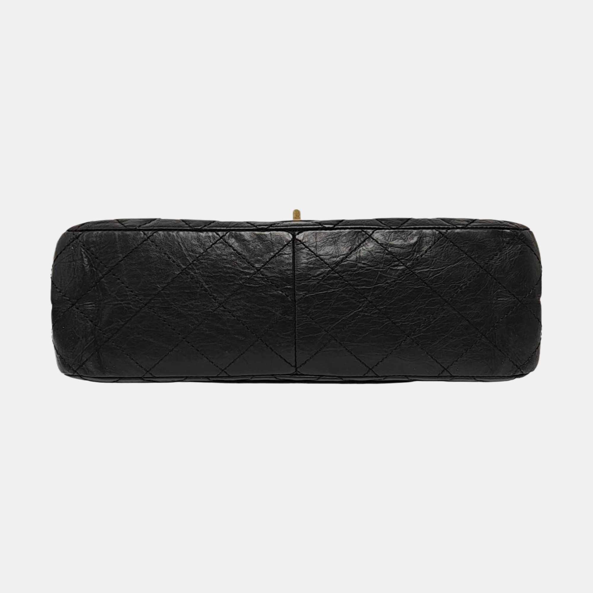 2.55 Maxi Quilted Waxed Cafskin Black
