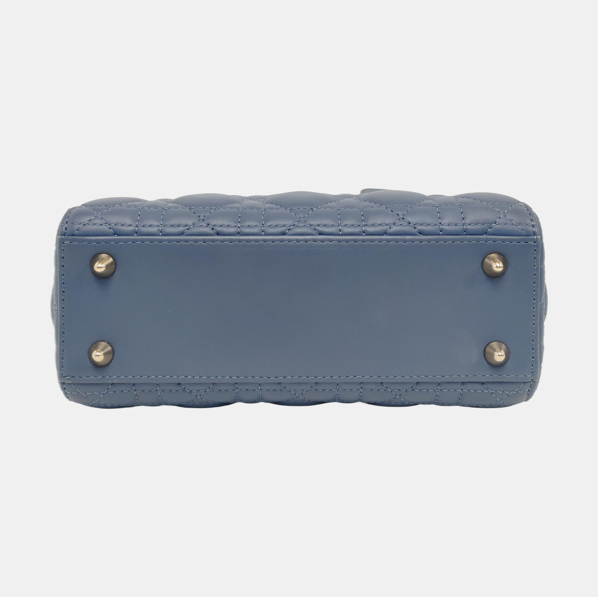 Lady Dior Small Cannage Lambskin Blue
