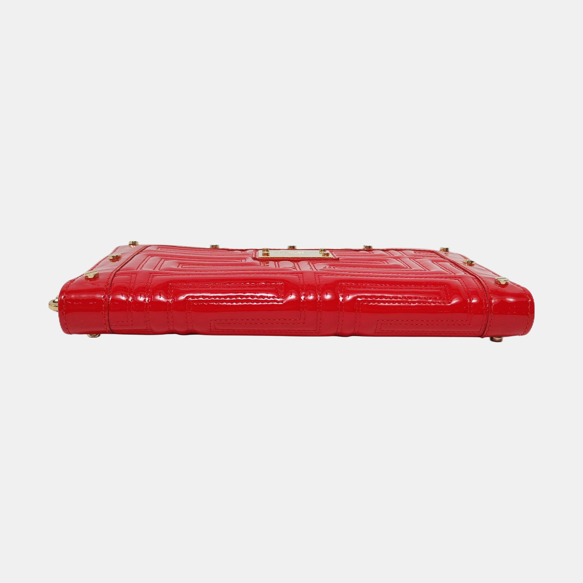 Quilted Patent Leather Wallet Red