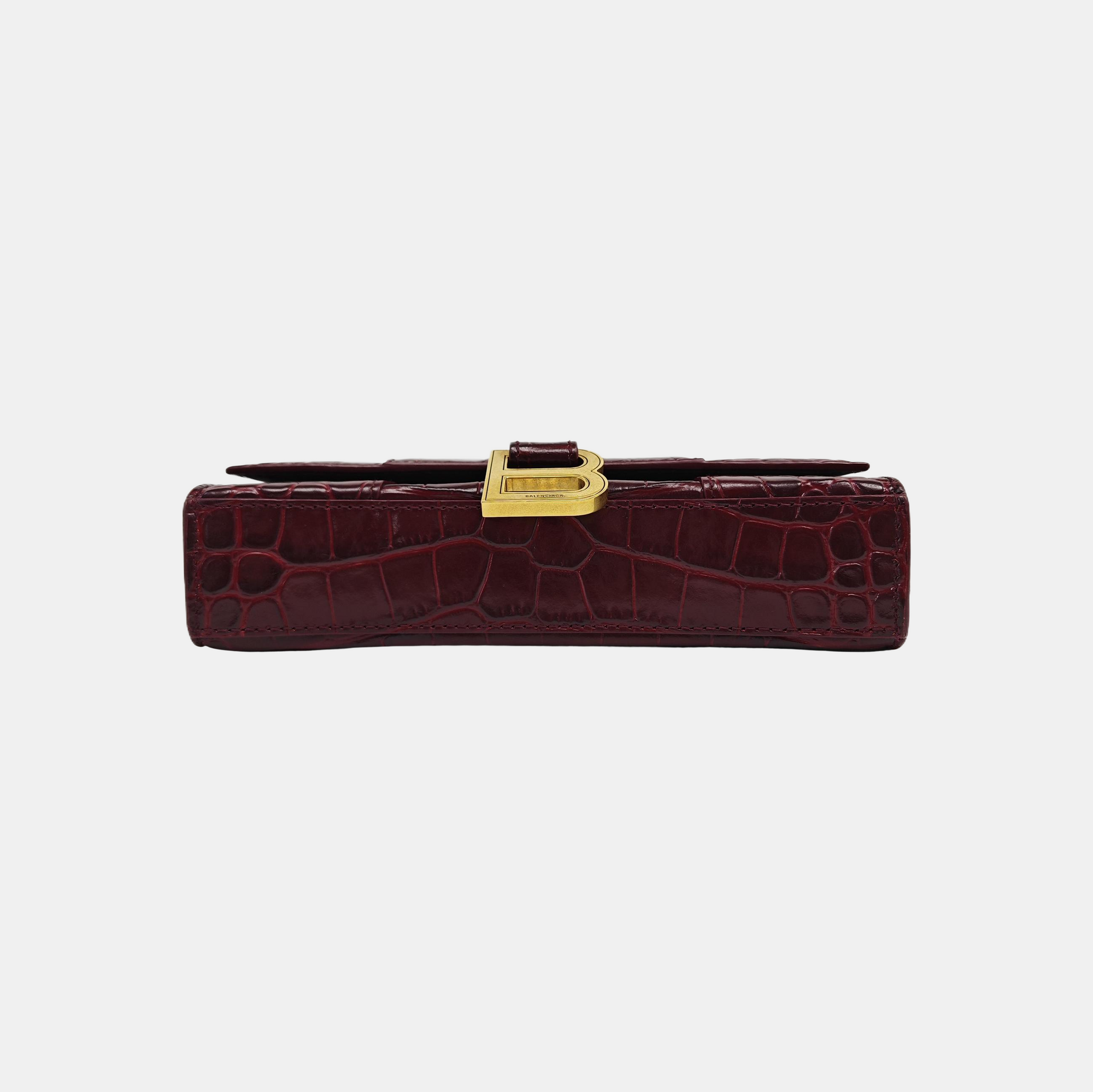 Hourglass Wallet On Chain Mini Calfskin Red