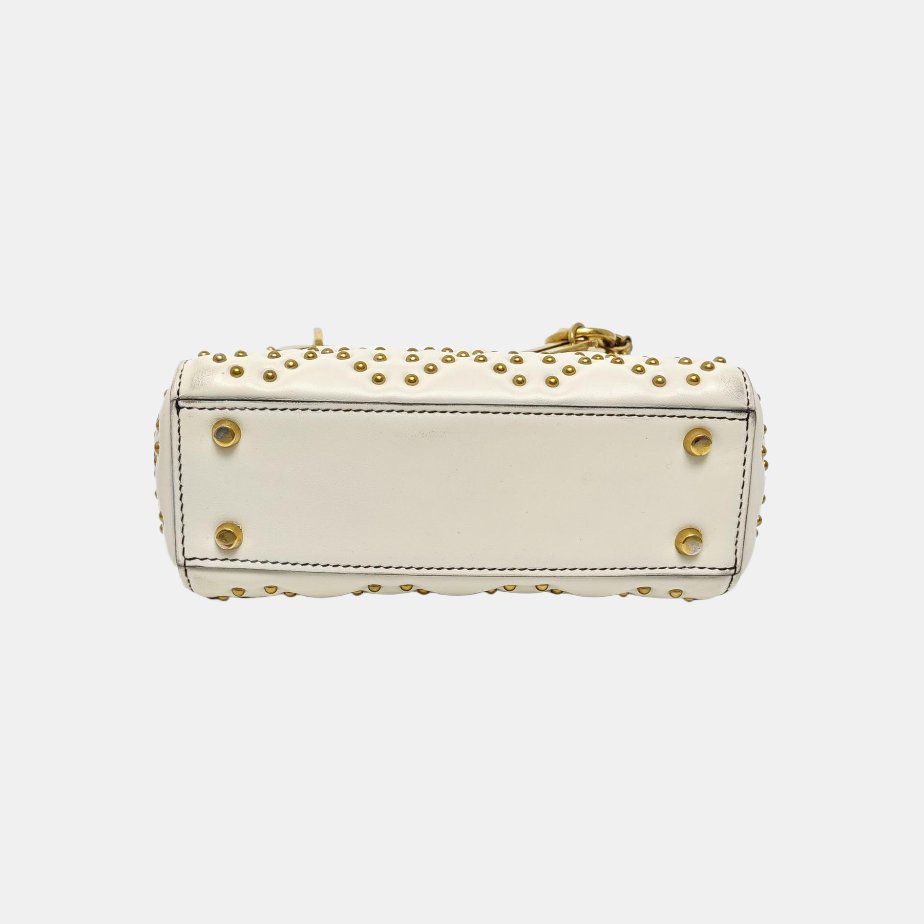 Authenticated pre-owned  Lady Dior Mini Lambskin White - Tote Bag at Looply