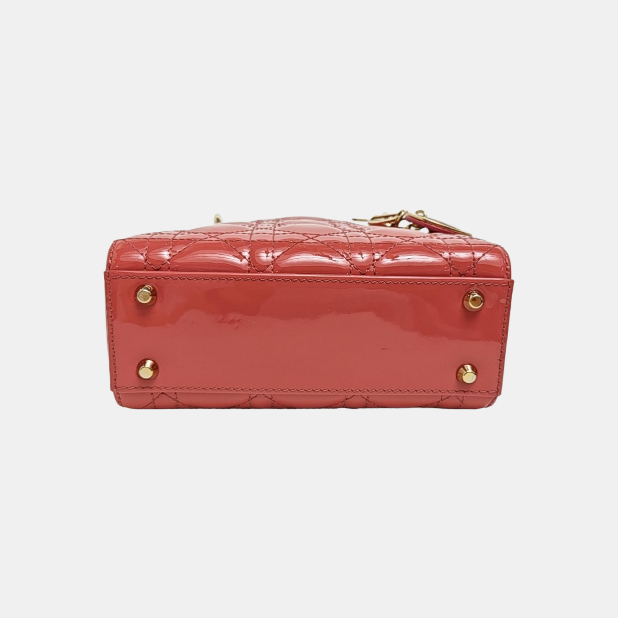 Lady Dior Mini Cannage Patent Leather Pink