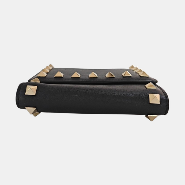 Rockstud Calfskin Black Wallet