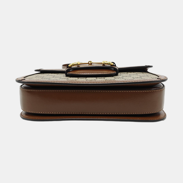 Horsebit 1955 Medium Monogram Coated Canvas Beige