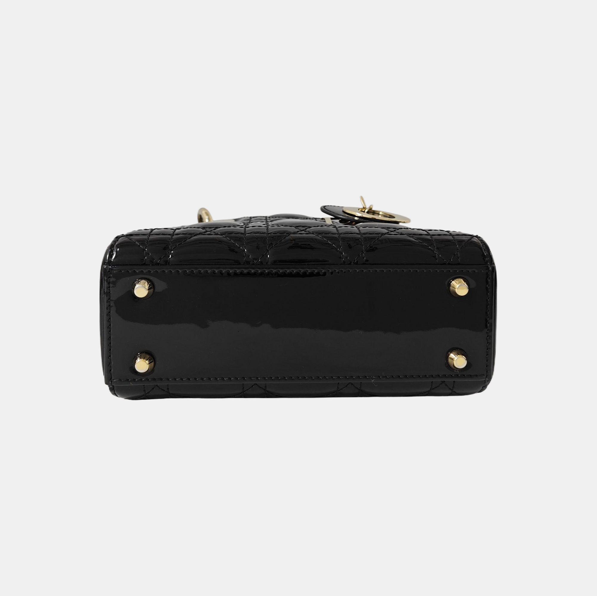 Lady Dior Mini Cannage Patent Leather Black