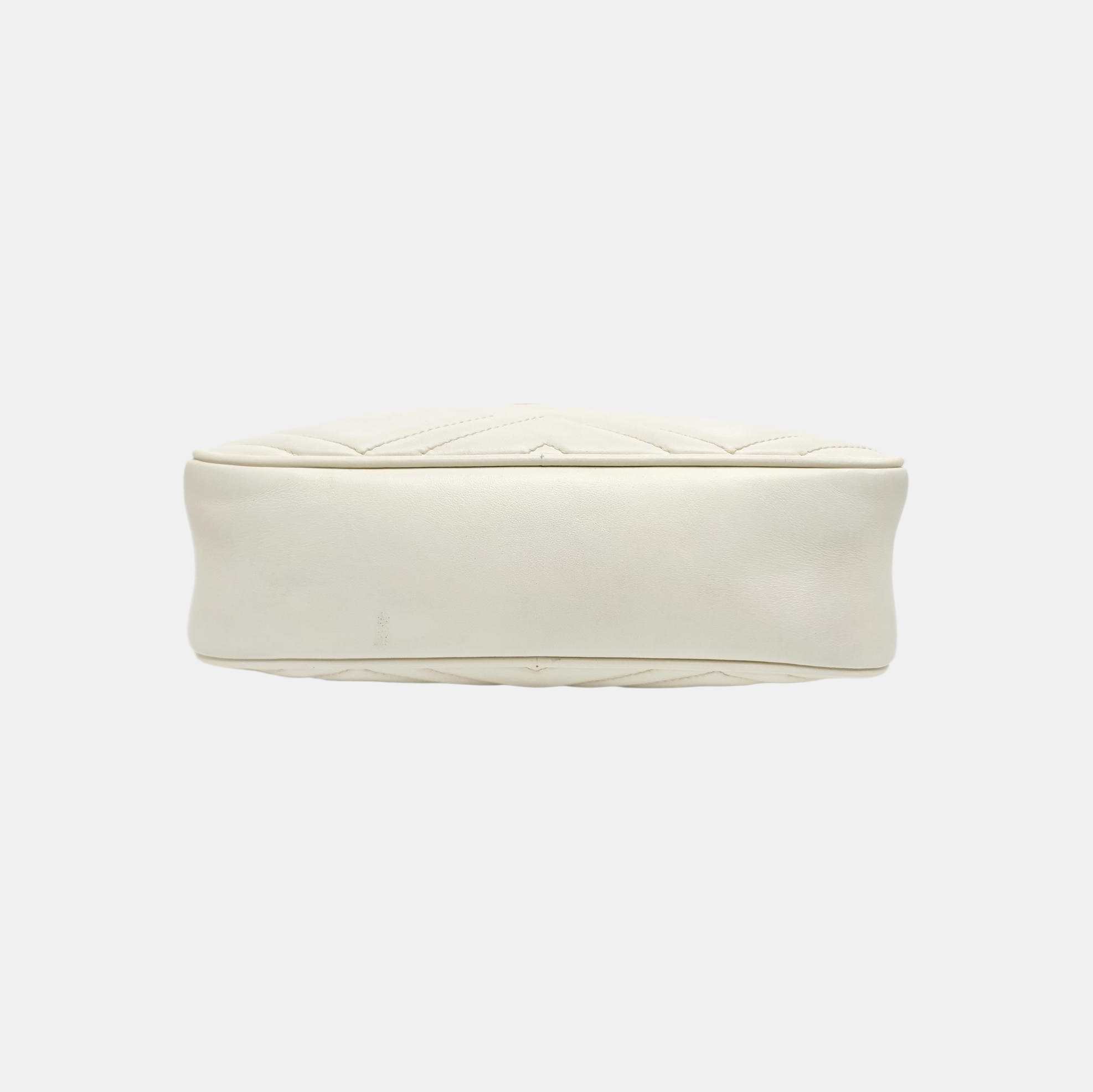 GG Marmont Small Quilted Calfskin White