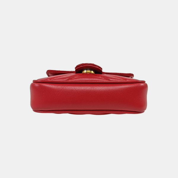 GG Marmont Super Mini Quilted Calfskin Red