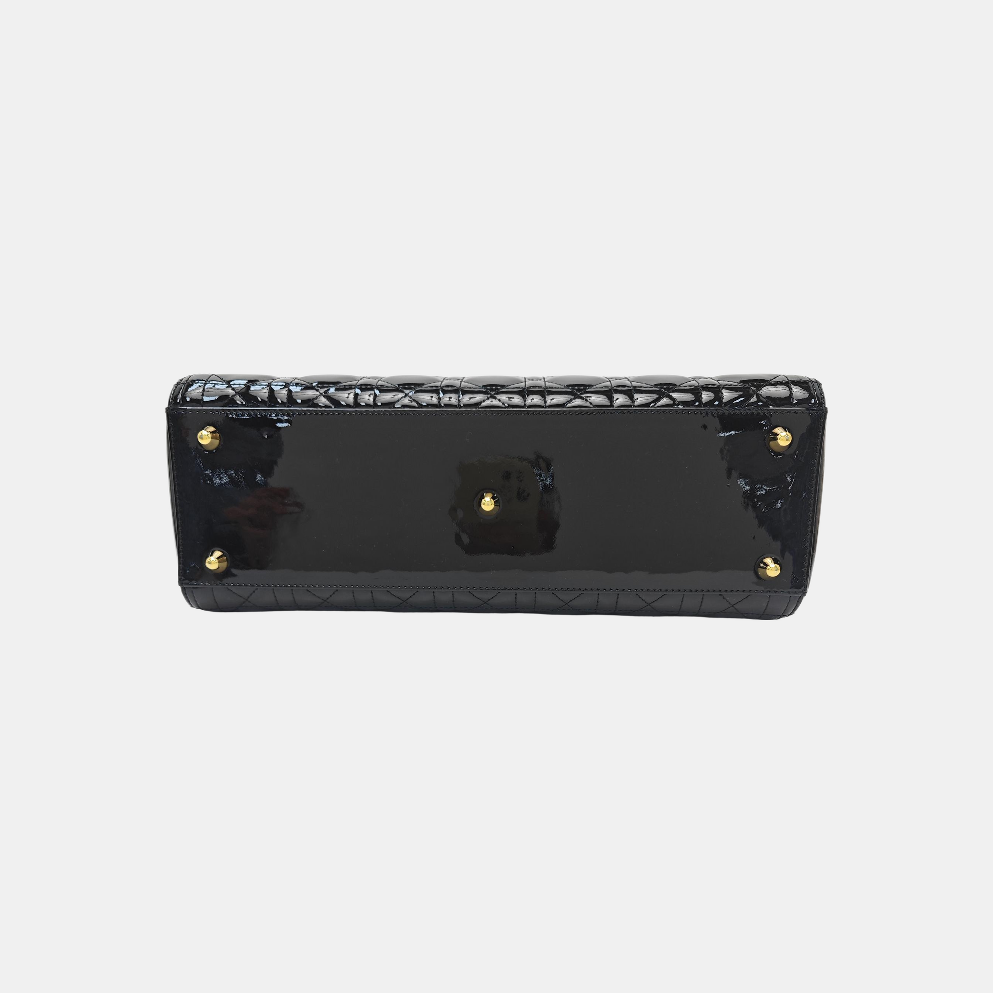 Lady Dior Large Patent Leather Black