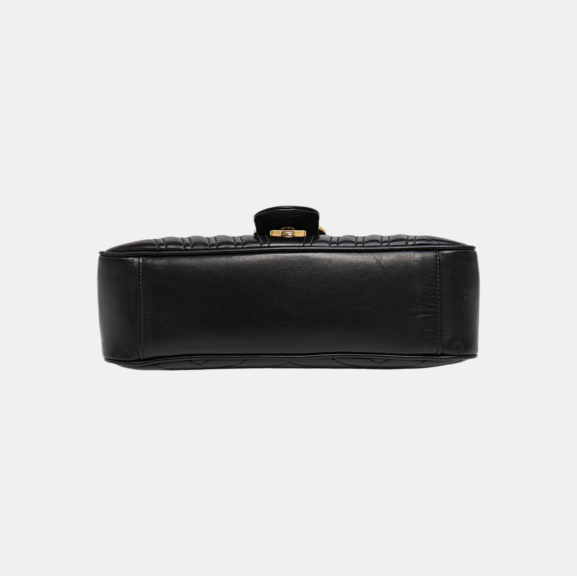 GG Marmont Small Quilted Calfskin Black