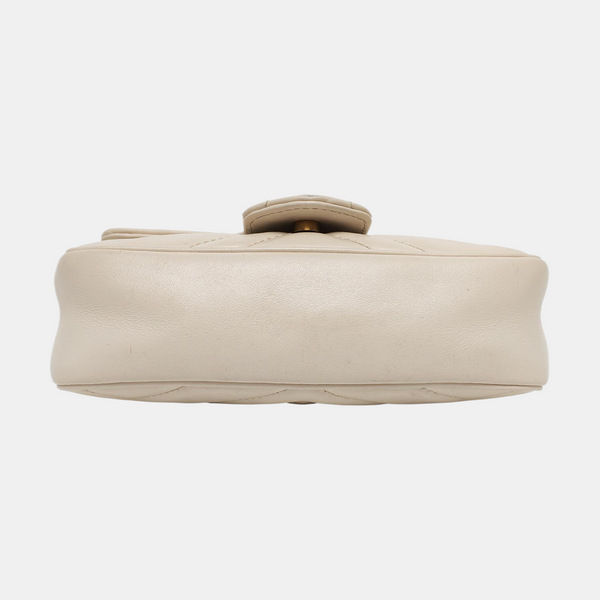 GG Marmont Mini Quilted Calfskin White