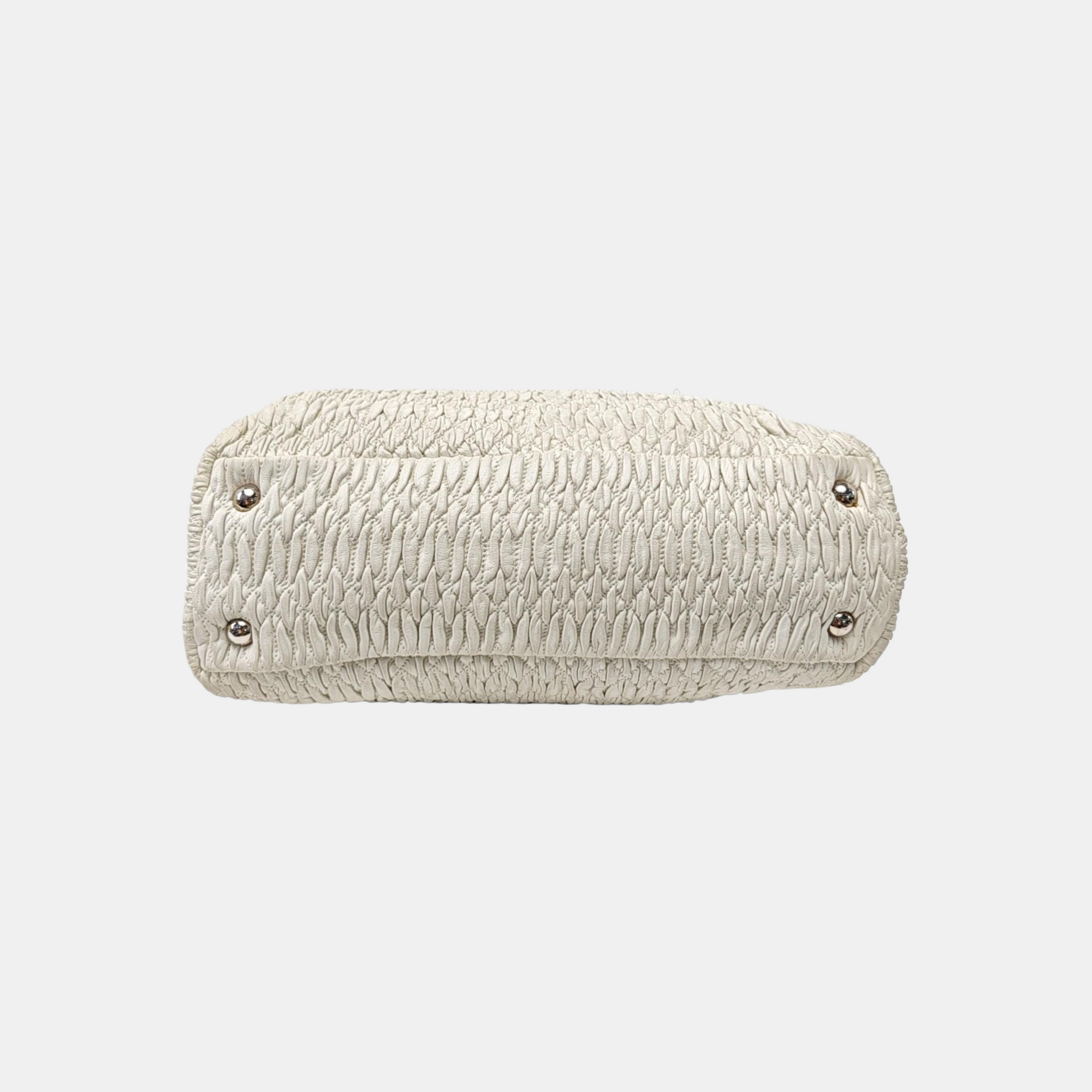 Quilted Lambskin Shoulder Bag White